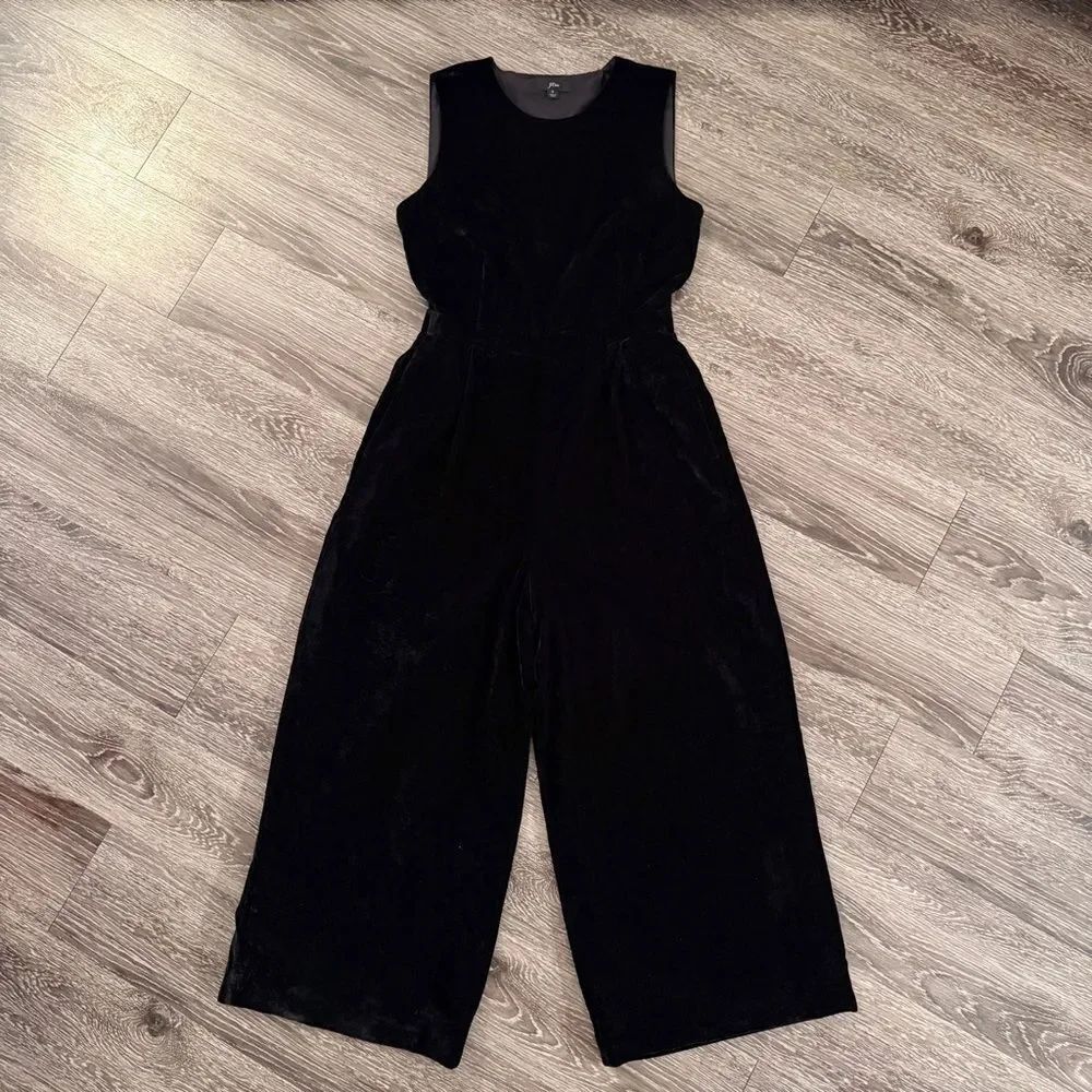 J. Crew Wrap Back Cropped Velvet Jumpsuit